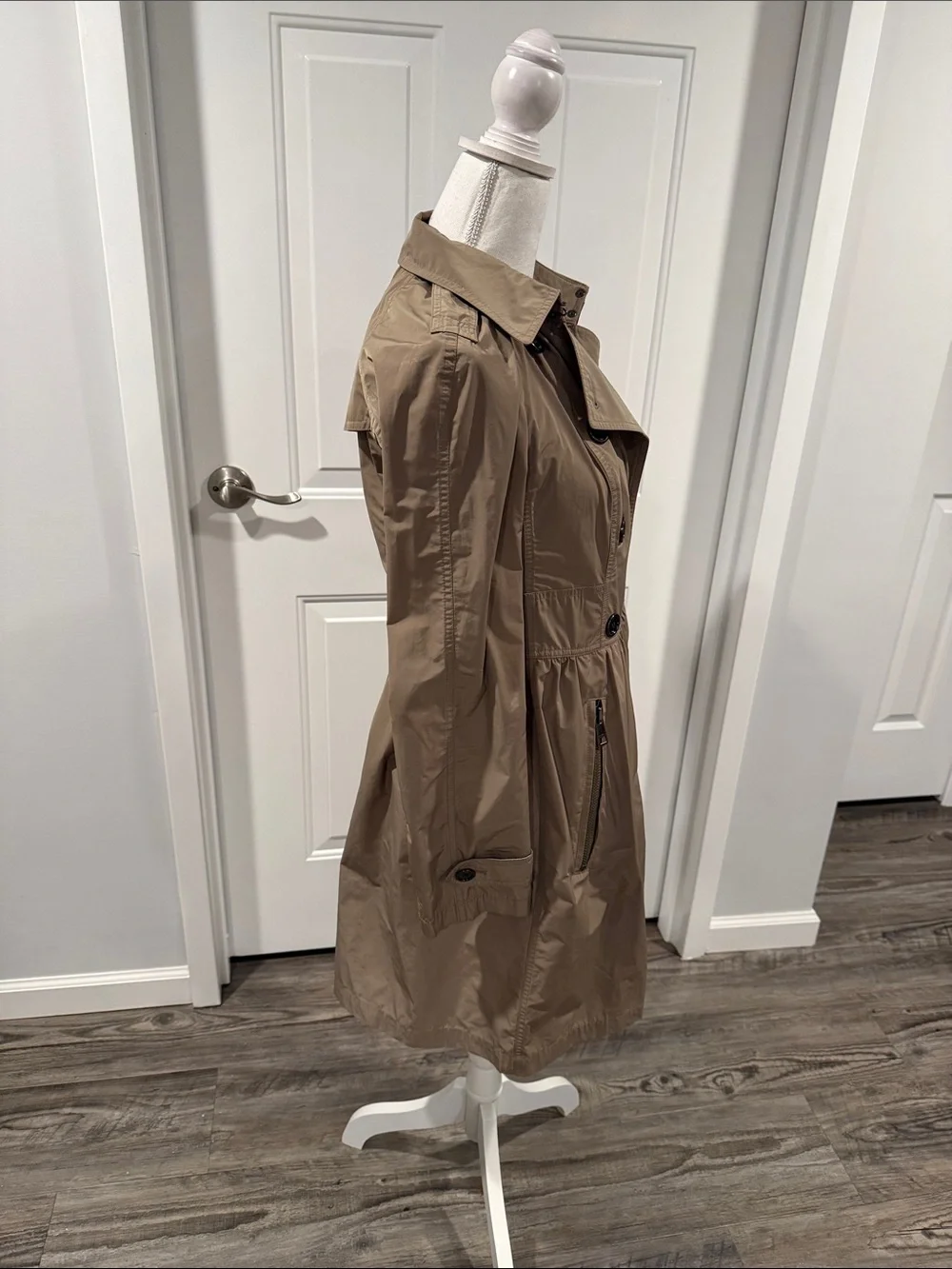 Burberry Brit Nova Check Trench Ruched Coat Raincoat Size 6 US Women’s Jacket - Picture 5 of 16